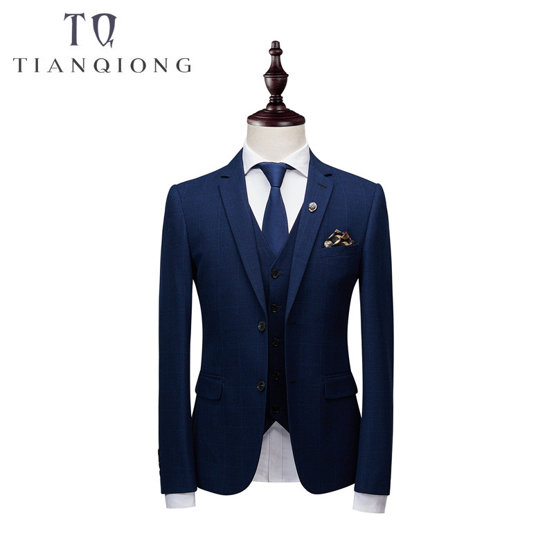 Costum pentru bărbați de marcă, 3 piese, jachetă, pantaloni, vestă / 2018, pentru bărbați, costume subțiri de afaceri, seturi, rochie de mireasă, costume în carouri pentru bărbați, îmbrăcăminte formală QT160