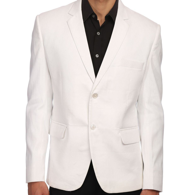 Costume albe casual pentru bărbați pentru nuntă 2 piese smoking de mire personalizat Set de costume de modă pentru bărbat nou Jachetă cu pantaloni negri 2020