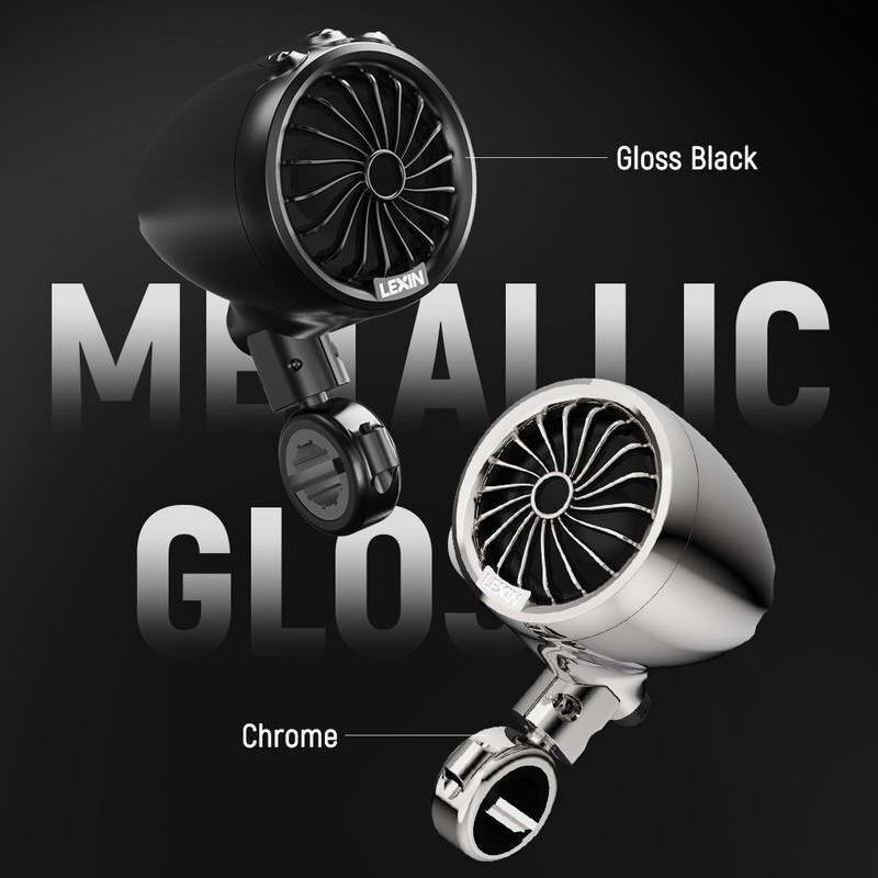 Boxe moto Lexin Q3 150W Bluetooth5.1 pentru motociclete 7/8 până la 1 1/4 impermeabile IP67, semnalizare LED încorporată