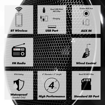 Σύστημα ηχείων σκάφους με ενισχυτή ήχου 4CH μοτοσικλέτας Aileap 1000W, Υποστήριξη Bluetooth, USB, AUX, Ραδιόφωνο FM, Κάρτα SD, Ενσύρματο έλεγχο