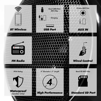 Aileap 1000 W Мотоциклетно аудио 4CH усилвател Система за високоговорители за лодка, поддържа Bluetooth, USB, AUX, FM радио, SD карта, кабелно управление