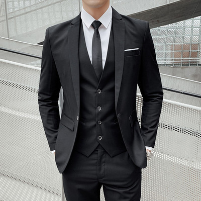 Bărbați de afaceri pentru bărbați de onoare Blazere Pantaloni Mire Rochie de mireasă Banchet Culoare uni Slim Fit Costum Jachetă Jachetă Vestă Set pantaloni 3 buc