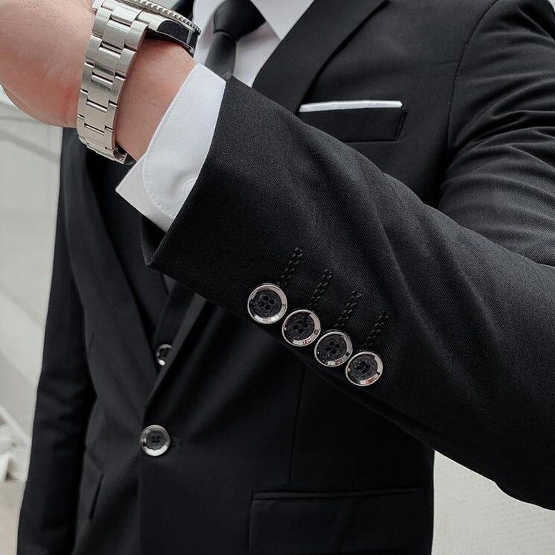 Bărbați de afaceri pentru bărbați de onoare Blazere Pantaloni Mire Rochie de mireasă Banchet Culoare uni Slim Fit Costum Jachetă Jachetă Vestă Set pantaloni 3 buc