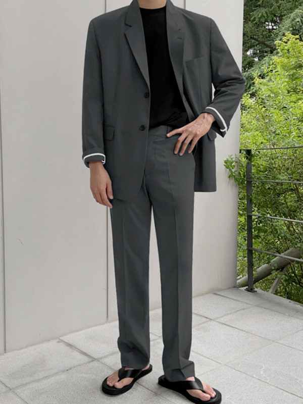 IEFB Culoare uni Secțiune subțire (Vândut separat) Costum casual pentru bărbați 2023 Nou stil coreean Largi, simplu, Set la modă, Pantaloni