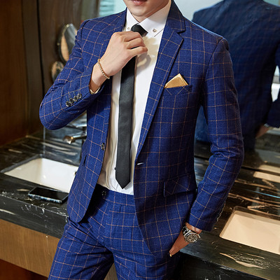 Blazer Vest Pantaloni High-end Brand Boutique Moda în carouri Formal Business Office Costum bărbătesc Mire Rochie de mireasă Petrecere Costum masculin