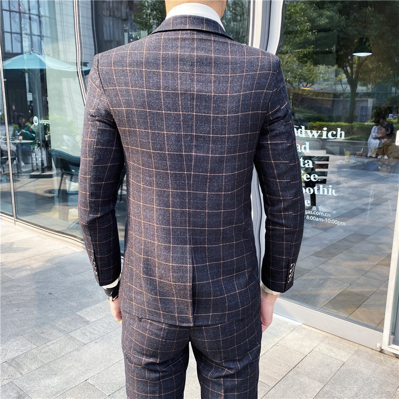 Blazer Vest Pantaloni High-end Brand Boutique Moda în carouri Formal Business Office Costum bărbătesc Mire Rochie de mireasă Petrecere Costum masculin