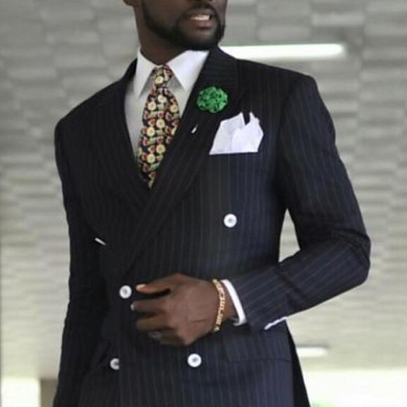 Costume de afaceri cu dungi dublu pentru bărbați, smoking de nuntă formal, 2 piese, cu rever cu vârf, jachetă de modă masculină, pantaloni 2022