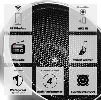 Σύστημα ήχου μοτοσικλέτας ενισχυτής 600W 2,1 CH Στερεοφωνικά ηχεία Bluetooth, Υποστήριξη ραδιοφώνου FM, AUX MP3, Έξοδος μπάσων ισχυρού υπογούφερ