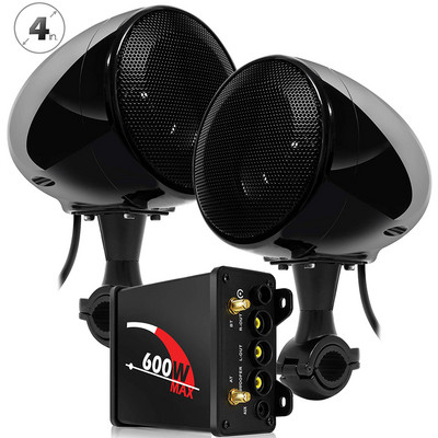 Amplificator 600W 2.1CH Sistem audio pentru motociclete Difuzoare stereo Bluetooth, suport radio FM, AUX MP3, iesire puternica de bas subwoofer