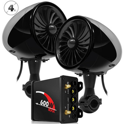 Amplificator 600W 2.1CH Sistem audio pentru motociclete Difuzoare stereo Bluetooth, suport radio FM, AUX MP3, iesire puternica de bas subwoofer