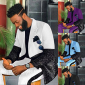 Ultimul design Costume cu paiete pentru bărbați 2 piese Costum de petrecere de nuntă de vară realizate petice Blazer Jachetă de performanță Tată și fiu