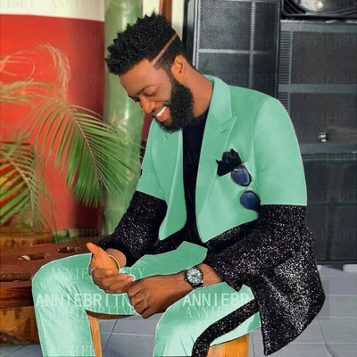 Ultimul design Costume cu paiete pentru bărbați 2 piese Costum de petrecere de nuntă de vară realizate petice Blazer Jachetă de performanță Tată și fiu