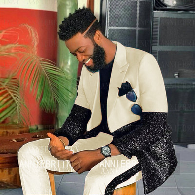 Ultimul design Costume cu paiete pentru bărbați 2 piese Costum de petrecere de nuntă de vară realizate petice Blazer Jachetă de performanță Tată și fiu