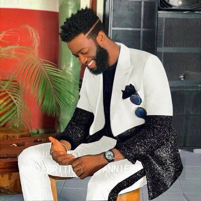 Ultimul design Costume cu paiete pentru bărbați 2 piese Costum de petrecere de nuntă de vară realizate petice Blazer Jachetă de performanță Tată și fiu