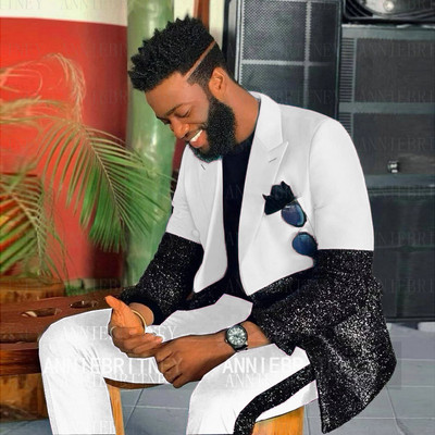 Ultimul design Costume cu paiete pentru bărbați 2 piese Costum de petrecere de nuntă de vară realizate petice Blazer Jachetă de performanță Tată și fiu