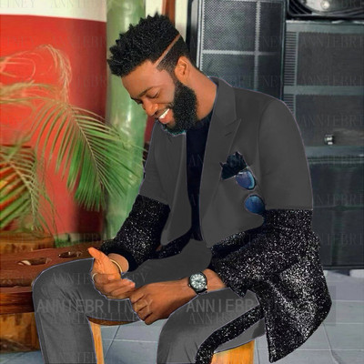 Ultimul design Costume cu paiete pentru bărbați 2 piese Costum de petrecere de nuntă de vară realizate petice Blazer Jachetă de performanță Tată și fiu