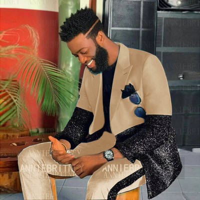 Ultimul design Costume cu paiete pentru bărbați 2 piese Costum de petrecere de nuntă de vară realizate petice Blazer Jachetă de performanță Tată și fiu