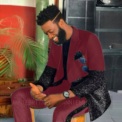 Ultimul design Costume cu paiete pentru bărbați 2 piese Costum de petrecere de nuntă de vară realizate petice Blazer Jachetă de performanță Tată și fiu