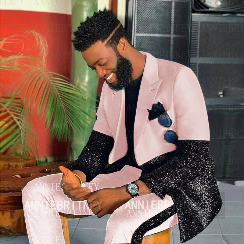 Ultimul design Costume cu paiete pentru bărbați 2 piese Costum de petrecere de nuntă de vară realizate petice Blazer Jachetă de performanță Tată și fiu