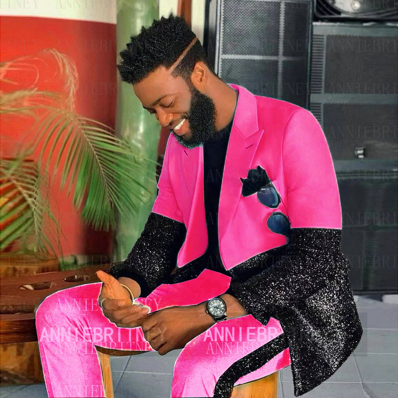 Ultimul design Costume cu paiete pentru bărbați 2 piese Costum de petrecere de nuntă de vară realizate petice Blazer Jachetă de performanță Tată și fiu