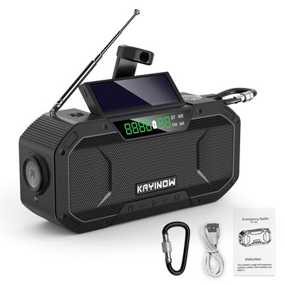 Difuzor multifuncțional compatibil cu Bluetooth pentru motocicletă, manivelă solară, radio, manivelă, încărcător de telefon alimentat cu dinamo pentru ciclism