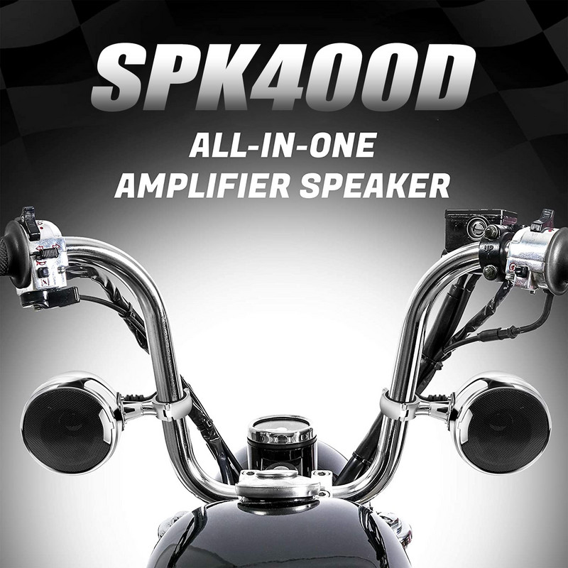 Amplificator de 600 W, 2 canale, 4,5 inci, impermeabil, pentru motociclete, difuzoare radio Bluetooth, sistem de redare audio stereo cu USB AUX MP3