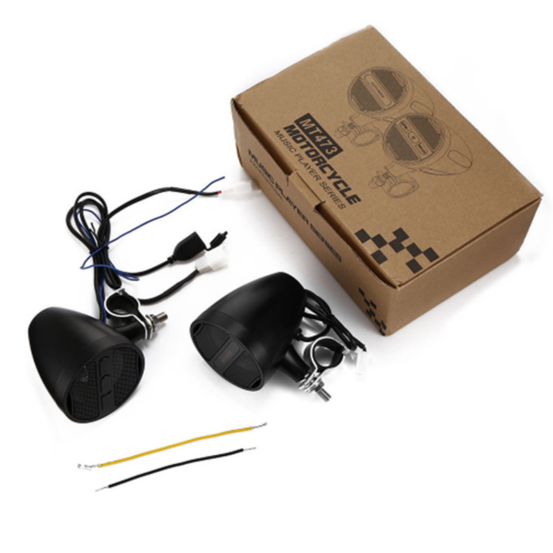 MT473 12V Motocicletă USB MP3 Audio Player Difuzoare compatibile Bluetooth Tuner radio FM Instalare ghidon rezistent la apă 3 inchi Metal