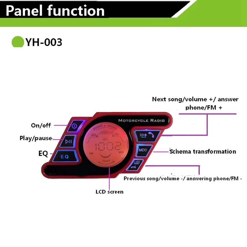 Lampă cu LED-uri multicolore Motocicletă Sunet Bluetooth Sistem audio Difuzoare stereo Mâini libere Radio MP3 Music Player