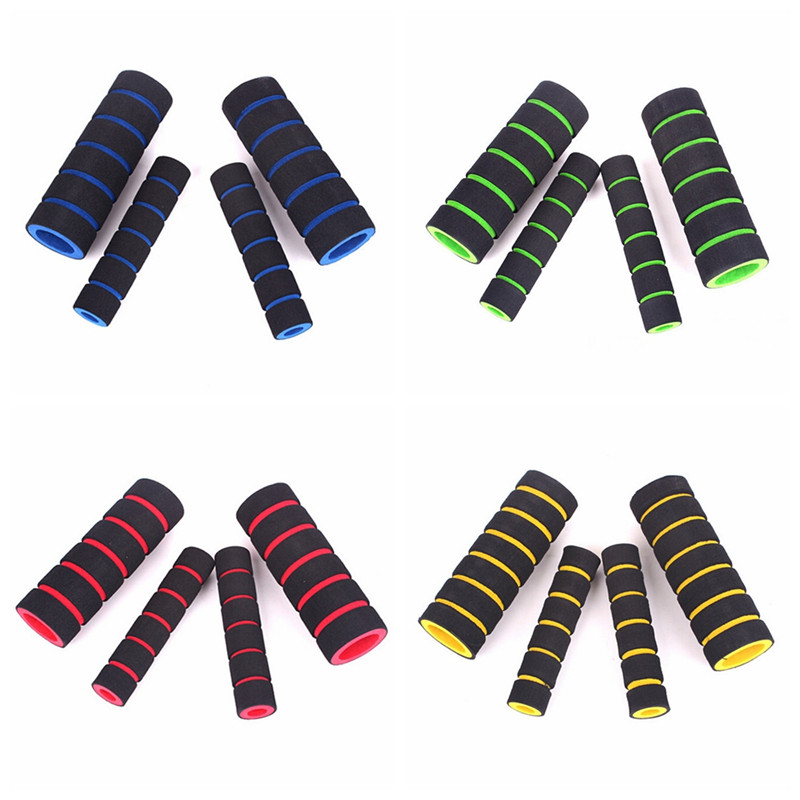 4vnt./komplektas Universal Grip Comfort Sponge putplasčio rankenėlė motociklo paspirtukas dviratis, 2vnt vairo rankenos dangtelis + 2vnt svirčių dangtelis