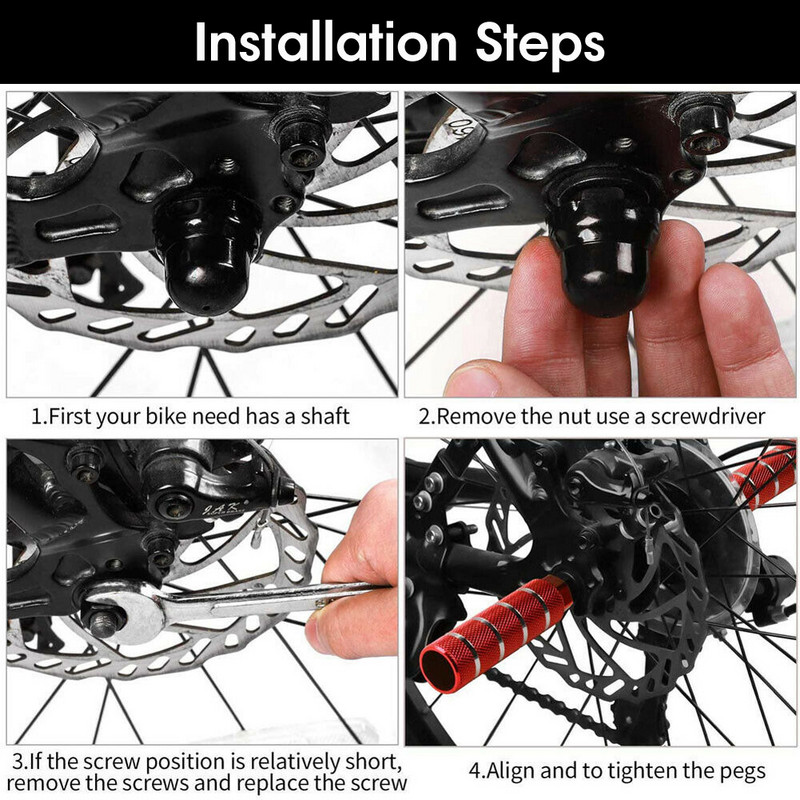 2x MTB BMX dviračio dviračio ašies pedalo lydinio pėdos kaskadininkas pėdos atrama-svirties cilindro rankena neslystanti priekinės galinės ašies pėdos krautuvas