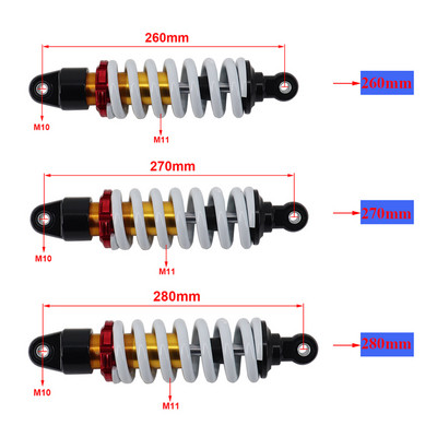 Mootorratta 260mm 270mm 280mm amortisaatori tagumine vedrustus BBR CRF 110cc 125cc ATV Dirt Pocket Bike Quad jaoks