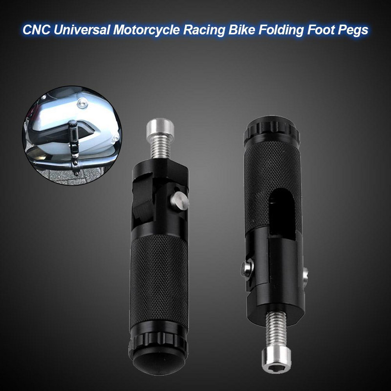2 buc Black Sliver CNC Aluminiu Universal Motocicletă Motor Bicicletă Suporturi pliante Suporturi pentru picioare Suporturi Ace pedale din spate Set Piese