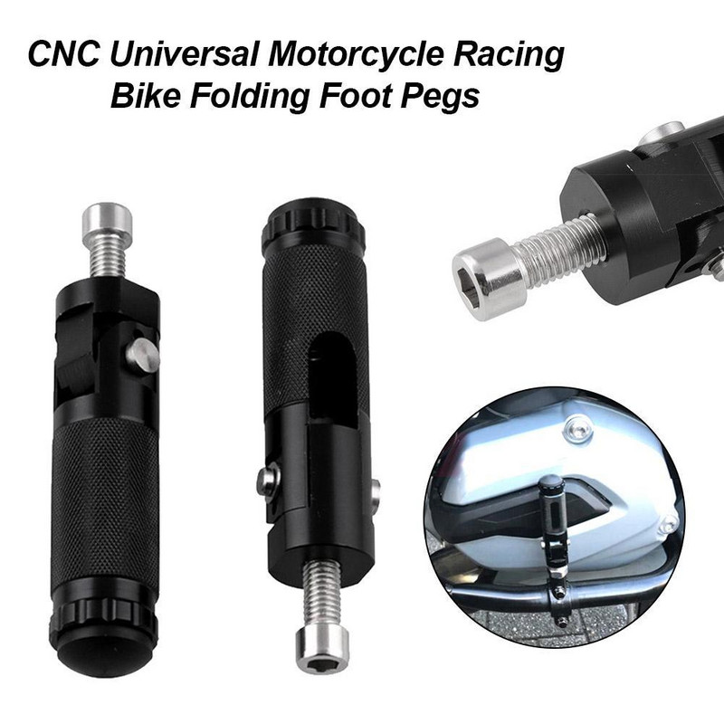 2 buc Black Sliver CNC Aluminiu Universal Motocicletă Motor Bicicletă Suporturi pliante Suporturi pentru picioare Suporturi Ace pedale din spate Set Piese