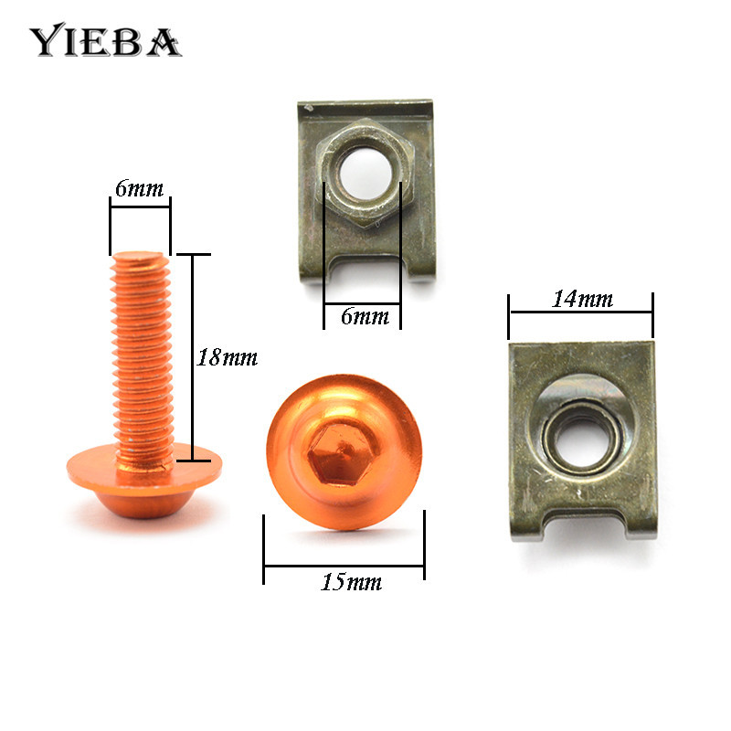 10 komada CNC motocikla Aluminij 6 mm Vijci oplate Spire Brzina Stezaljke Vijci Opružne matice Za RC 390 125 125 SX 125 EXC