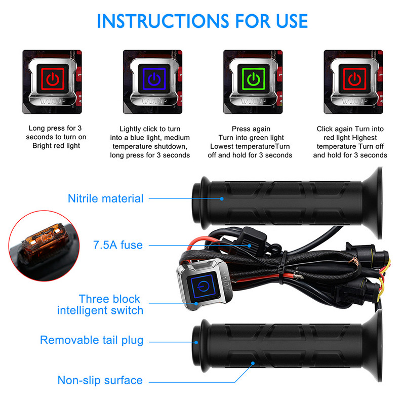 Impermeabil 12V Universal Motocicletă 22mm Mânere electrice cu încălzire caldă Încălzitoare de mâini pentru motociclete Reglați temperatura ghidonului