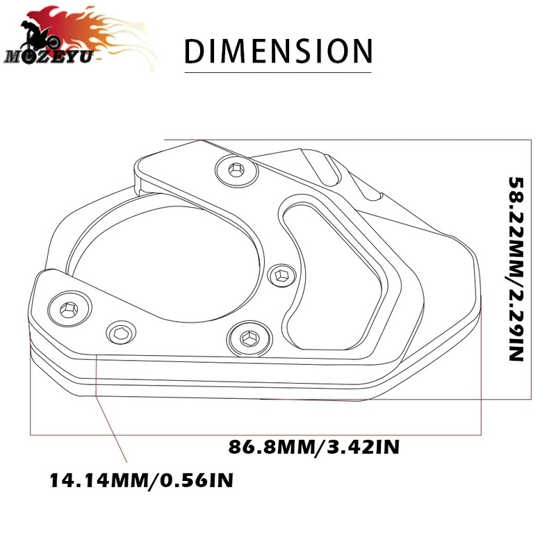 Pentru Husqvarna 701 Enduro 2016 2017 2018 Suport lateral pentru motociclete Mărire suport placa de extensie suport-tampoane de extensie Piese