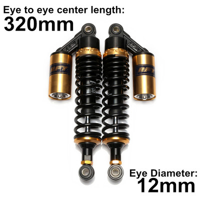 280mm 320mm 340mm 360mm 380mm 400mm 440mm motocikla gaisa amortizators aizmugurējā piekare ATV Quad Scooter Dirt Bike Motor D30