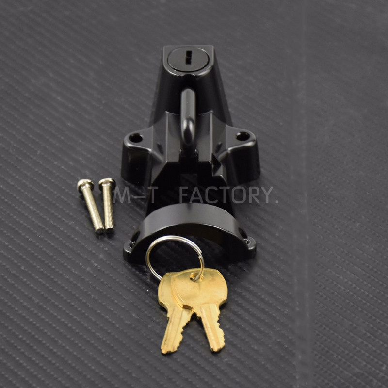 Univerzális motorkerékpár kormányrúd sisakzár 2 kulccsal, fekete/króm kormánycsöves kulcszár Harleyhez 7/8" - 1-1/4" 25-32mm