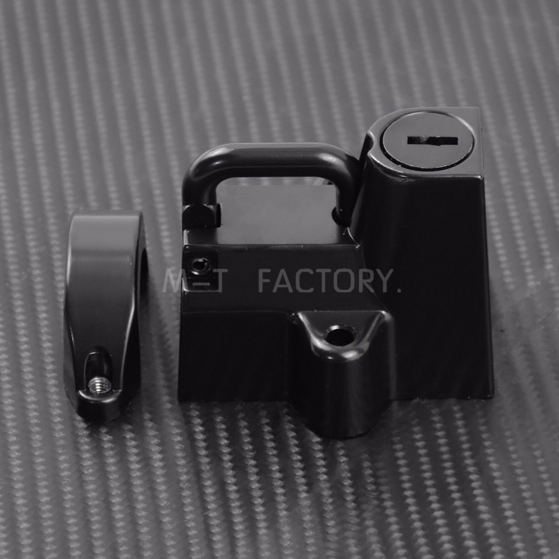 Univerzális motorkerékpár kormányrúd sisakzár 2 kulccsal, fekete/króm kormánycsöves kulcszár Harleyhez 7/8" - 1-1/4" 25-32mm