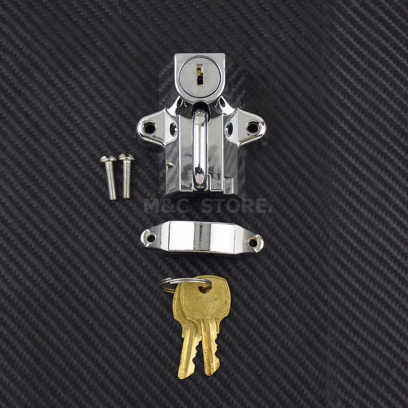 Univerzális motorkerékpár kormányrúd sisakzár 2 kulccsal, fekete/króm kormánycsöves kulcszár Harleyhez 7/8" - 1-1/4" 25-32mm