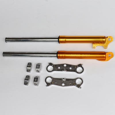 Kétütemű első villa felfüggesztés lengéscsillapító háromszoros fára szerelhető bilincsekhez Thumpster kormányhoz Dirt Bike 49cc