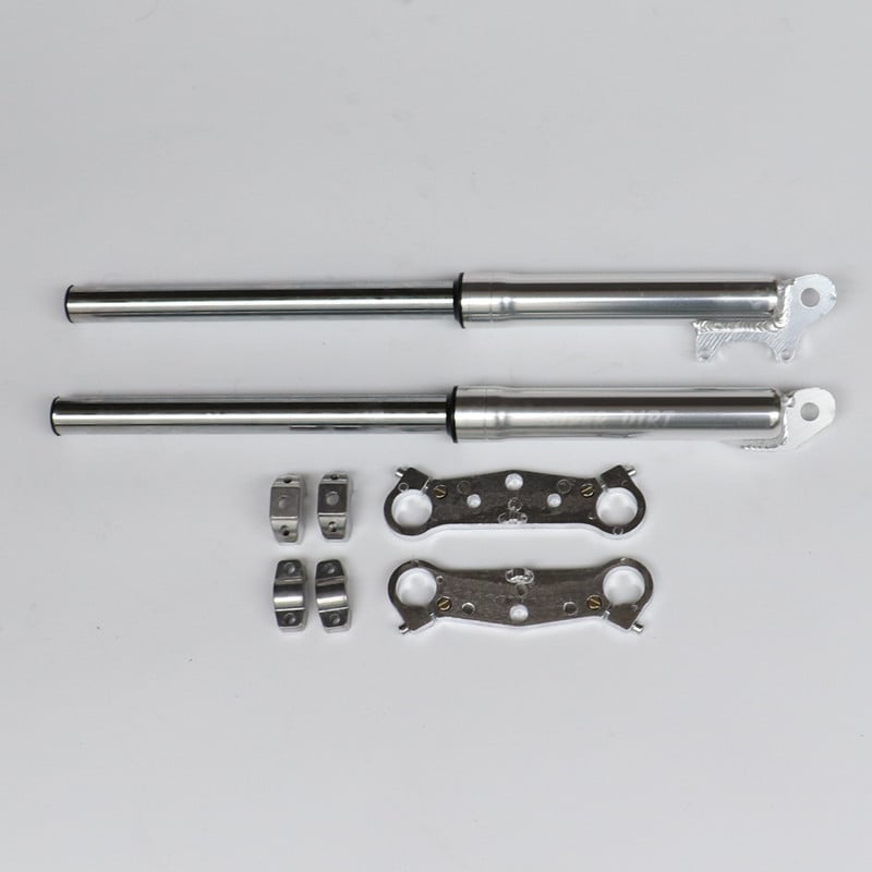 Kétütemű első villa felfüggesztés lengéscsillapító háromszoros fára szerelhető bilincsekhez Thumpster kormányhoz Dirt Bike 49cc