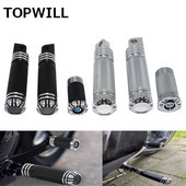 Motocyklové pedále na opierku nohy, radiace páky, kolíky na nechty, čierne/chrómové pre Harley Touring Sportster XL 883 1200 Dyna Softail Custom