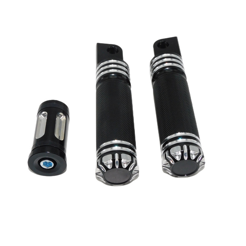 Motocyklové pedále na opierku nohy, radiace páky, kolíky na nechty, čierne/chrómové pre Harley Touring Sportster XL 883 1200 Dyna Softail Custom