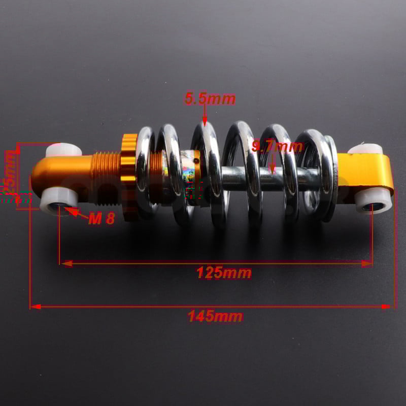 125 mm tagumised amortisaatorid 450 LBS sobivad elektrilise tõukeratta, E jalgratta vedruamortisaatorite tarvikutele