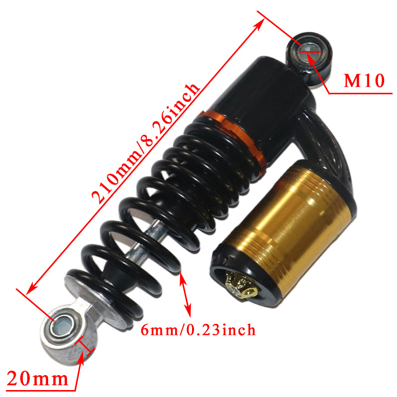 210 mm-es hátsó lengéscsillapító a Citycoco elektromos kerékpárrobogóhoz dekoratív légzsákkal, hátsó lengéscsillapító rugós tartozékok alkatrészei