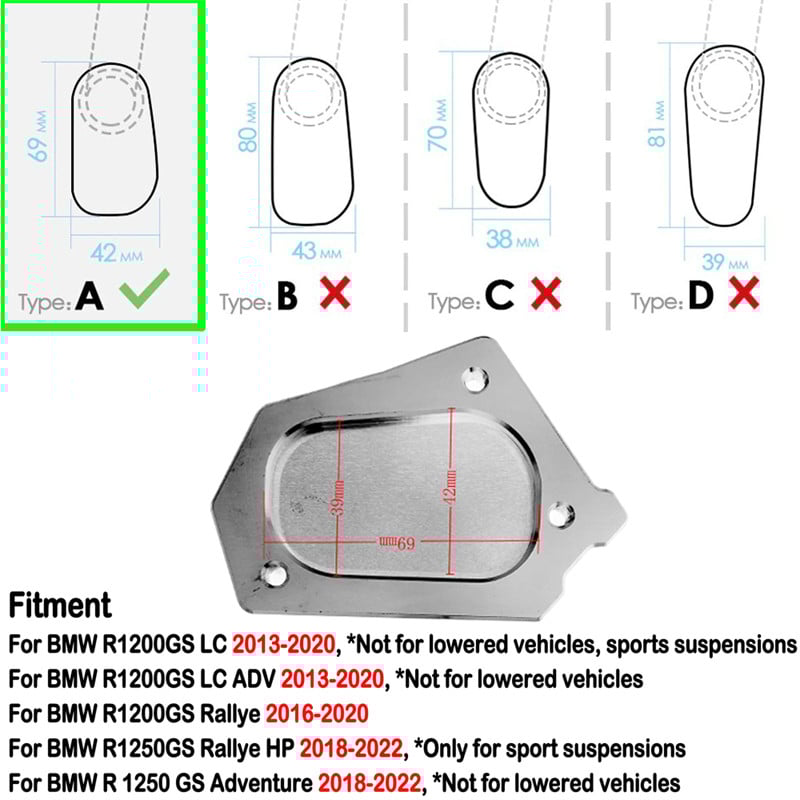 Motorkerékpár Kickstand megnövelt oldalsó állvány hosszabbító BMW R1200GS LC R1250GS Adventure Rallye HP R1200 R1250 GSA 2021-hez
