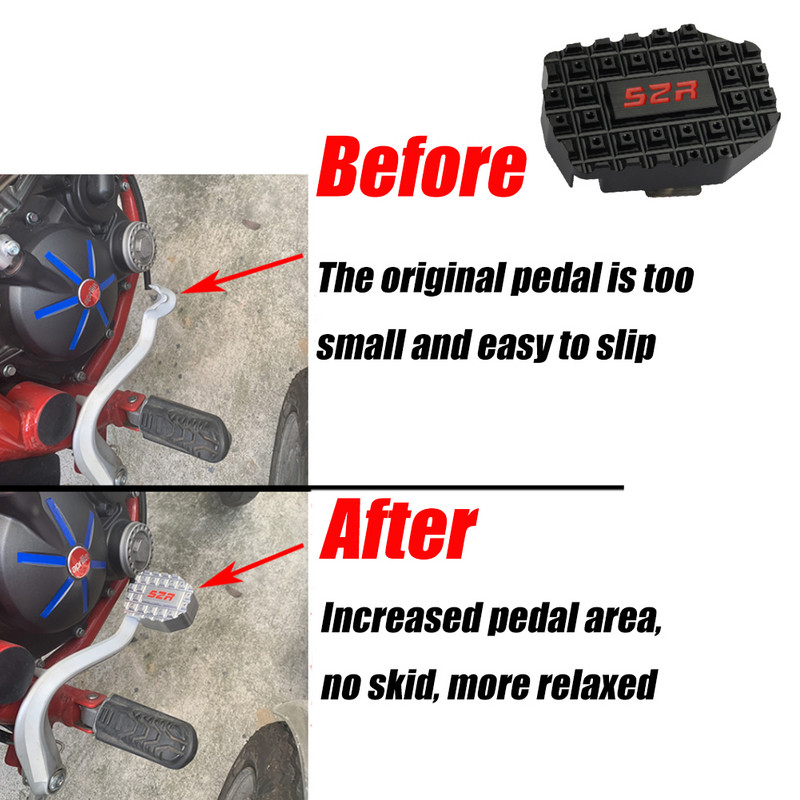 Predĺženie zadnej brzdovej páky motocykla, zväčšovacie predĺženie stupačky pre Derbi Terra 125 / Adventure 125, brzdová doštička