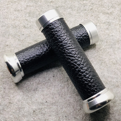 2 bucăți de mânere vintage pentru motociclete, universale din piele de aluminiu, 22 mm, ghidon pentru scuter pentru Suzuki Triumph BMW Harley Davidson