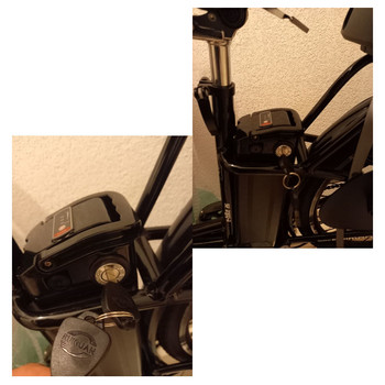 Универсално устройство за зареждане на батерии за мотоциклети Мини брава с 2 ключа за мотоциклет, електрически велосипед, скутер, Електрическа ключалка за електрически велосипеди